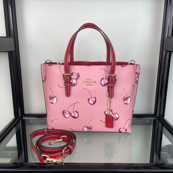 Coach Mollie Tote Bag 25 With Cherry Print - Picture 4 of 9